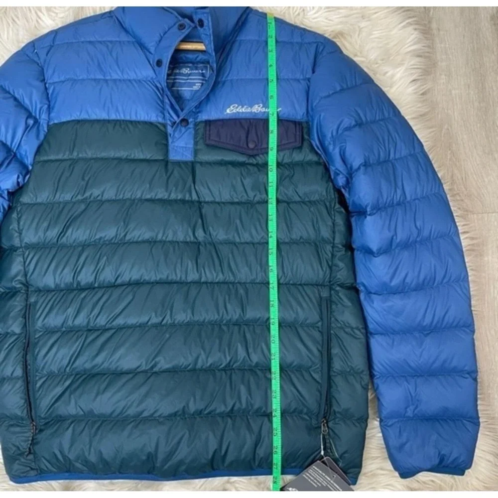 New Eddie Bauer Stratuslite Down Snap Jacket Mens Medium Puffer